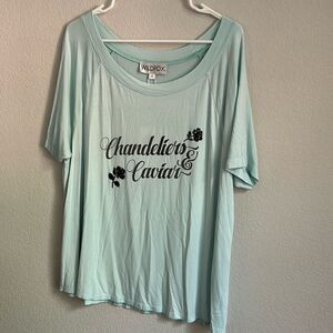 Wild fox T shirt size Small oversized light blue and black Juliette Tee NWT